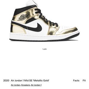 2020 Air Jordan 1 Mid SE metallic gold mens size 8.5 womens 10